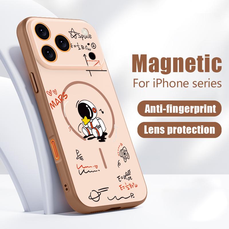 Чехол для iPhone 17 Pro Max Креативный принт с формулой космонавта Магнитный для Magsafe Гибридный Тонкий Матовый Чехол для iPhone 16 15 14 13 Pro Max