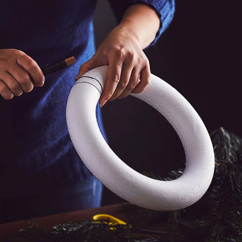 6 шт. 10/20/25 см белый круглый венок из пенополистирола кольцо незаконченный DIY картина пустой круг гирлянда свадебные украшения для вечеринки