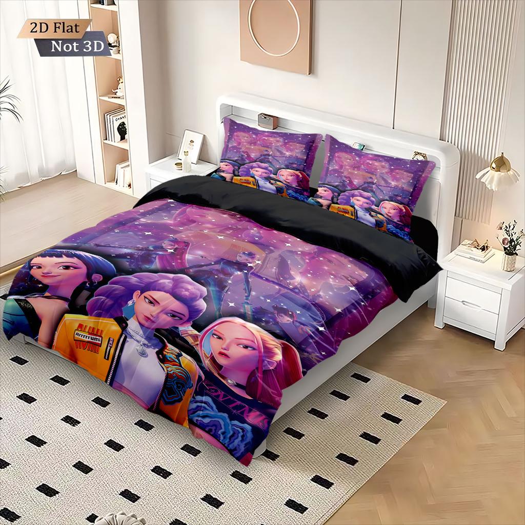3pcsK-Pop Demon Hunters printed down duvet cover set multi size bedroom bedding decoration machine washable