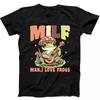 Milf Man I Love Frogs Guitar Mushrooms Joke Funny Gift Tee Black T Shirt 271