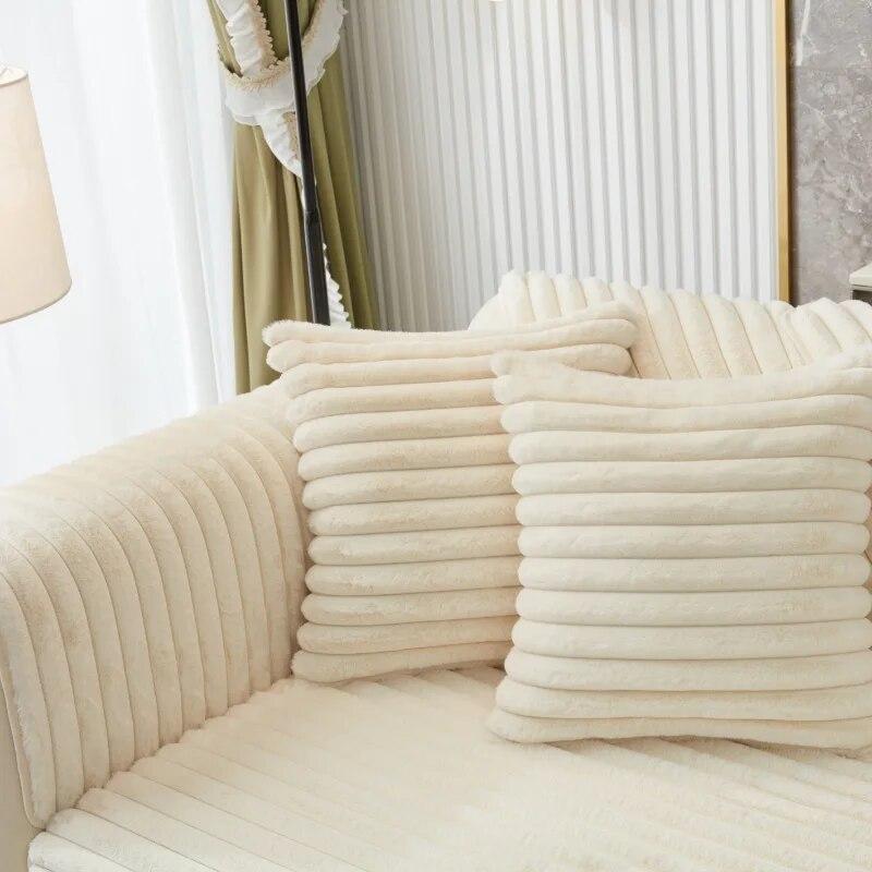 Super Soft Rabbit Plush Quilted Sofa Towel Winter Warm Thick Plush Couch Cover L-shaped Sectional Anti-slip Sofa Cover