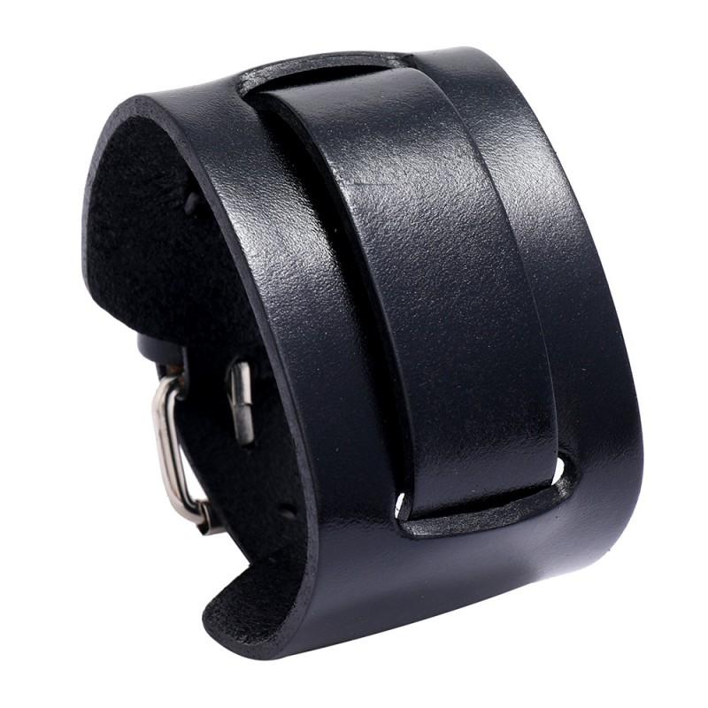 Handmade Vintage Leather Bracelet Men Women Adjustable Punk Style Wide Cuff Geometric Design