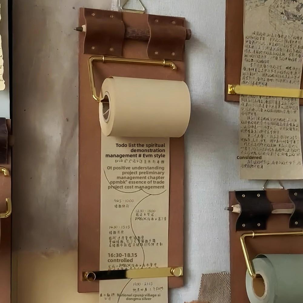 Refillable Kraft Paper Roll Vintage Clipboard DIY Crafts Hanging Writing Pad for Notes