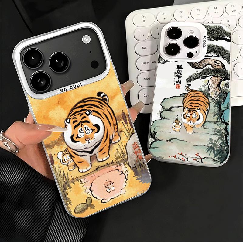 Мультяшный Толстый Тигр Смешной Мягкий Чехол для Телефона для iPhone 15 16 17 Pro Max 17Air 16E 14 Plus 13 12 Mini Ударопрочный Задний Корпус