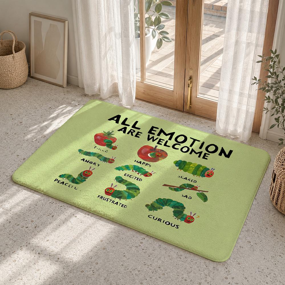 The Very Hungry Caterpillar Floor Mat Flannel Rug Non Slip Absorbent Soft Washable For Entryway Hallway Bathroom Kitchen Decor