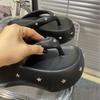 Модные летние шлепанцы на платформе-клине, толстая подошва, высокий каблук 7 см, пляжная обувь, панк-тапочки, женские сандалии с открытым носком, Chaussures Femme