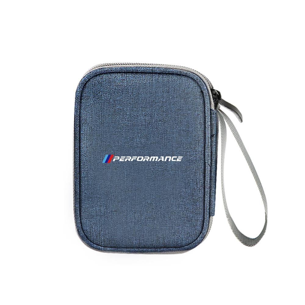 For BMW M Performance Logo Emblem Portable Car Travel Key Driver's License Earphone USB Storage Bag Waterproof Oxford Organizer XN9