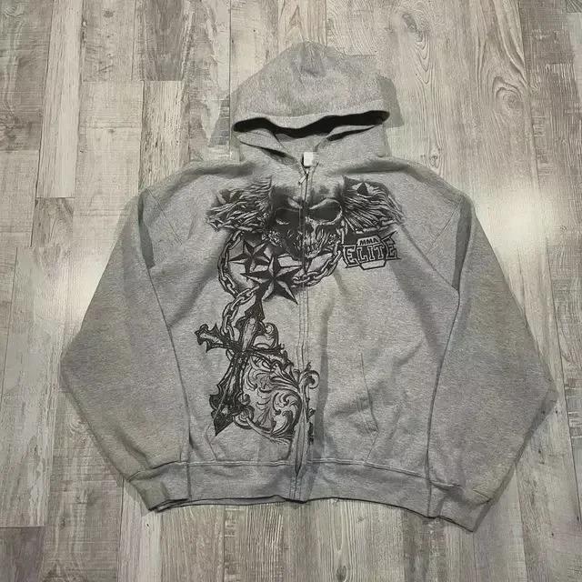 Y2K Retro Skeleton Hoodie - 90s Graphic Zip Sweatshirt