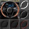 2Pcs Universal Car Steering Wheel Covers Auto Interior Decorative Accessories Anti Slip Protective Cover Carbon Fiber