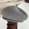 Two Hat Edges~ Maillard Coffee Color Three-Dimensional Thickened Wool Beret Women'S Autumn And Winter Modified Face Shape Versatile Hat