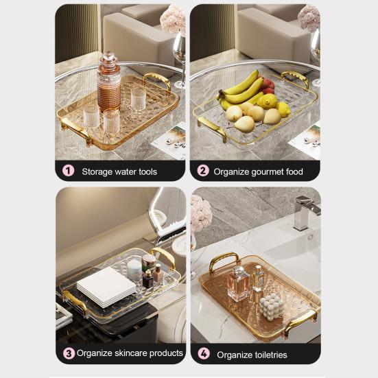 Прозрачный поднос для подачи с ручками, многоцелевой поднос для фруктов, закусок, десертов для домашних вечеринок, штабелируемый, декоративный, для хранения, кухонный органайзер