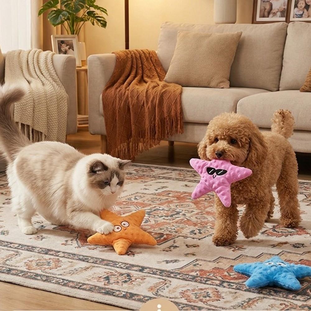Hidden Treat Pockets Starfish Dog Toy Built-In Squeaker Paper Dog Puzzle Toy Boredom Relief
