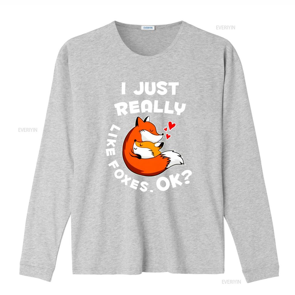 Cute Fox Hug T Shirt I Just Really Like Foxes Ok Funny Design for Lovers Soft Comfortable vintage Washed Top For Everyday Wear