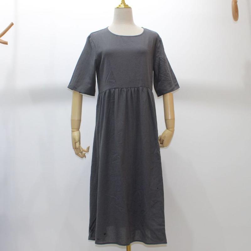 GMXIA Весна/лето О-образный вырез рукава 1/2 большого размера повседневные свободные длинные однотонные хлопковые платья