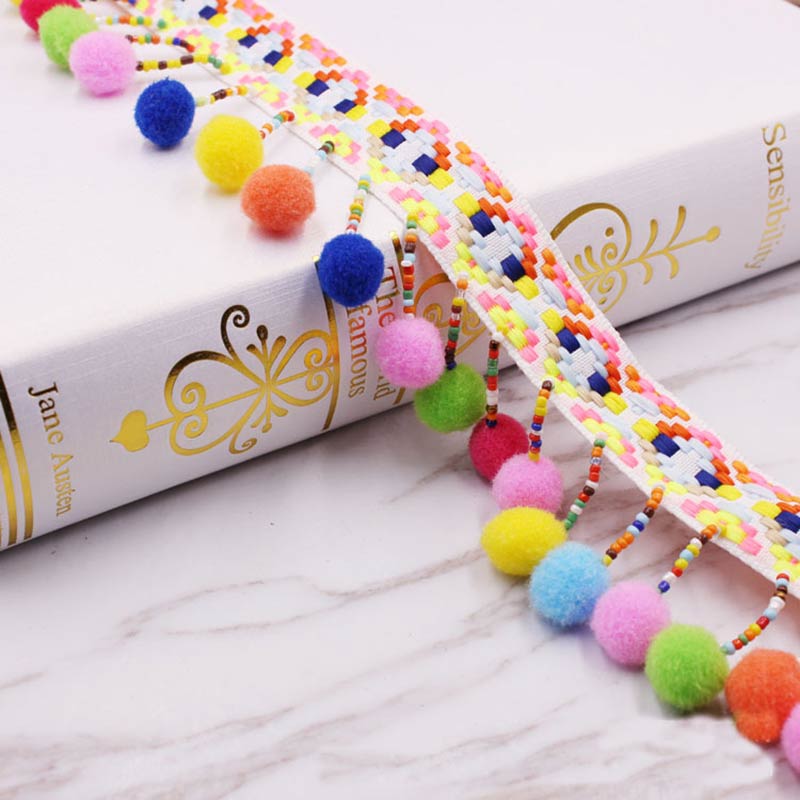 1/5/10Yards Pom Pom Trim Lace Fabric MINI Pearl Pompom Fringe Ribbon Sewing Lace Kintted Fabric Handmade DIY Craft Accessories