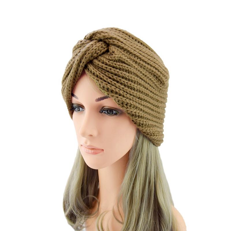 1Pc Women Headwear Cancer Chemo Beanie Hat Hair Loss Turban Solid Color Knitted Cap Head Wrap Polyester