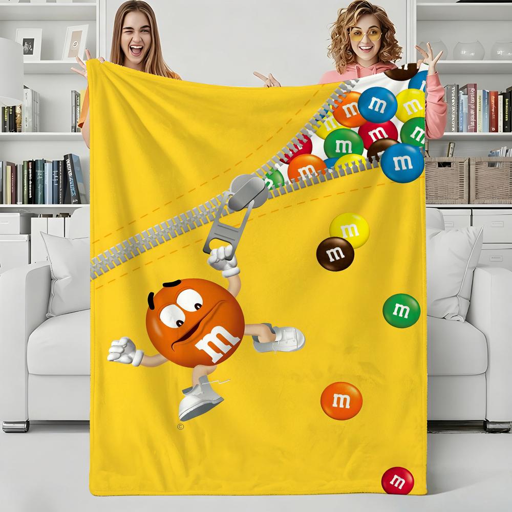Snack M-MMsChocolateCandies Throw Flannel Blanket Perfect for Sofa Office Bed Travel Sleep Read Relax Camping four season use