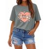 Women's Casual Loose Printed T-shirt Round Neck Pullover Short Sleeved Top