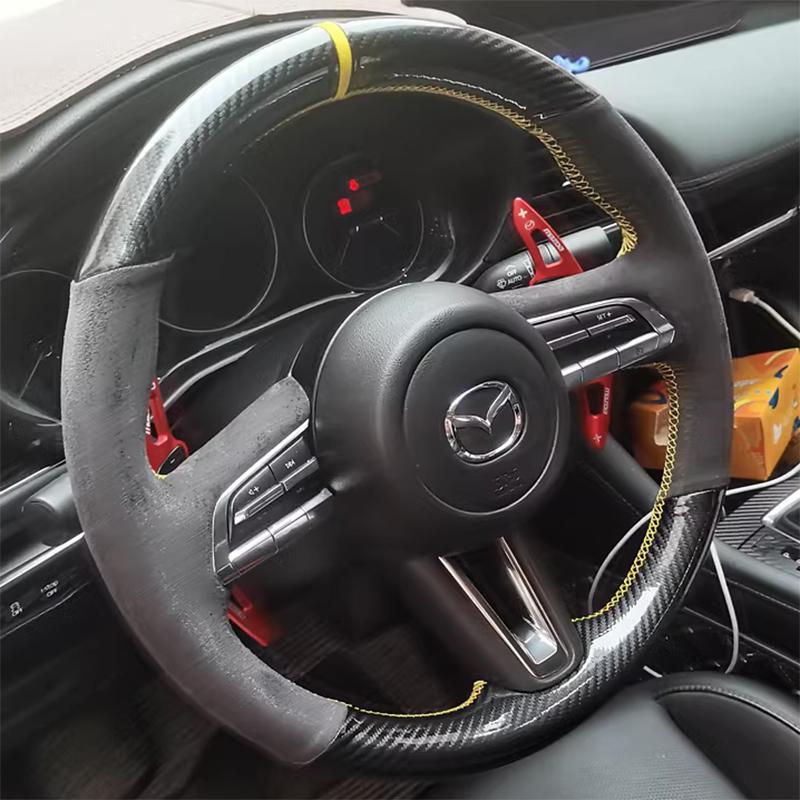 Для Mazda CX-30 CX30 Mazda 3 Axela Ручная прошивка замшевая противоскользящая оплетка на руль автомобиля