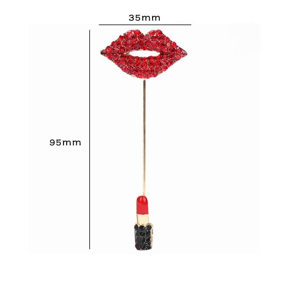 Rhinestone Charms Fashion Accessories Banquet Jewelry Red Lip Lipstick Brooch Badge Scarf Pin