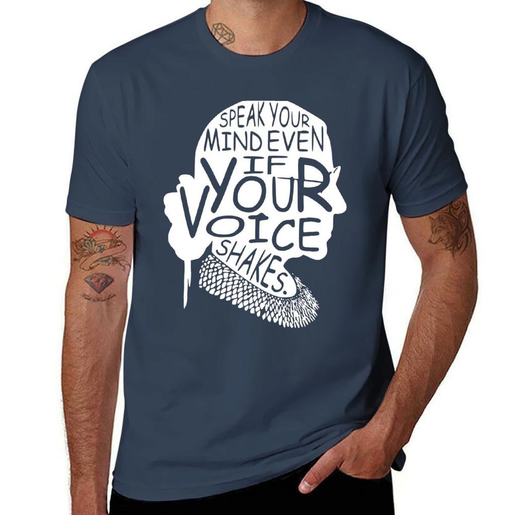 Ruth Bader Speak Your Mind Even If Your Voice Shakes Tshirt Tough Fabric Work Tee