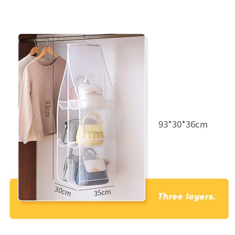 Сумка для хранения, подвесная сумка, подвесная двухсторонняя прозрачная шестислойная сумка для хранения, сумка для хранения в шкафу в спальне, пылевой мешок