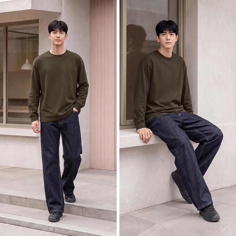 Мужская вязаная футболка Semir с длинным рукавом и круглым вырезом