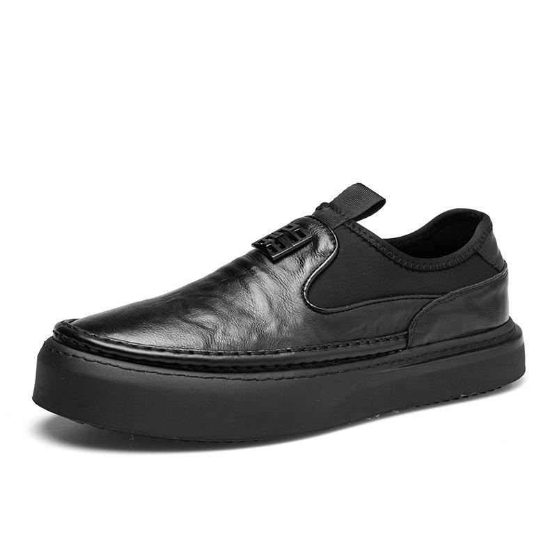 Мужская обувь 2025 прямая поставка новая мужская обувь кожаные лоферы тренд одна педаль дышащая повседневная обувь кожаная обувь