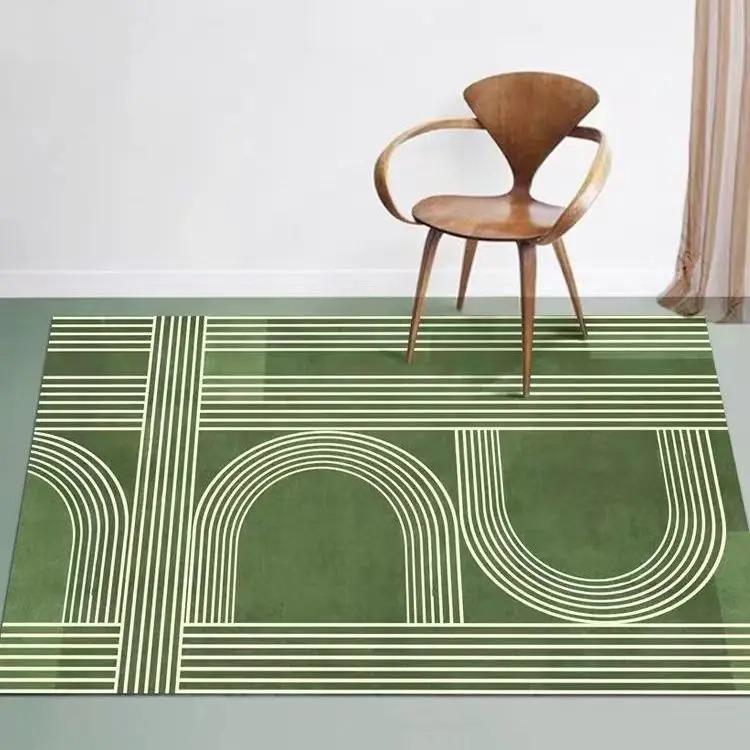 Modern Style Green Rugs for Bedroom Washable Study Floor Mat Home Fluffy Soft Rug Large Area Living Room Decoration Plush Carpet