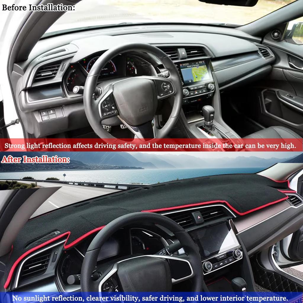 Чехол на приборную панель Коврик на приборную панель Ковер Индивидуальный крой для Honda Civic Купе Седан/Хэтчбек 2016 2017 2018 2019 2020 2021 Аксессуары Противоскользящий Центр