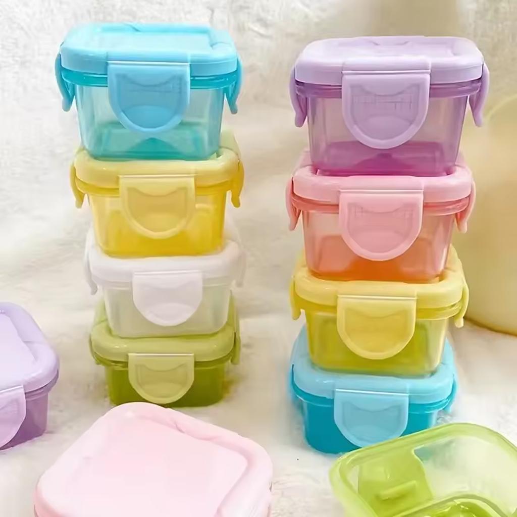4Pcs Mini Food Storage Containers Leakproof Lids, Condiment Sauce Containers Mini Freezer Storage Containers Airtight Containers