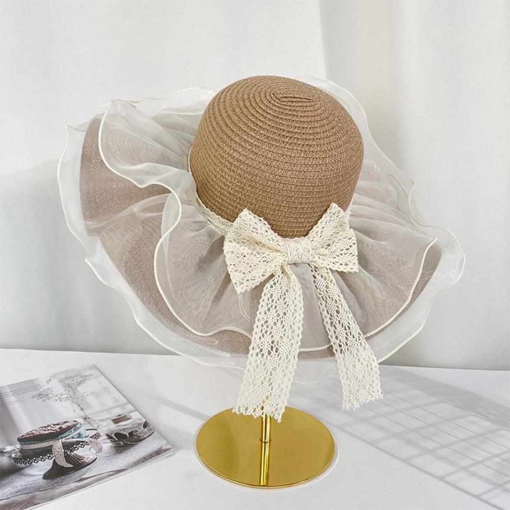 Straw Beach Hat Bow Ribbons Straw Cap New Sun Hat for Women