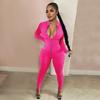 Women Sexy Bodysuit Long Sleeve Fall Wear Sexy Slim Skinny Clubwear Solid Zipper Bodycon Bandage Jumpsuit Overalls High Street
