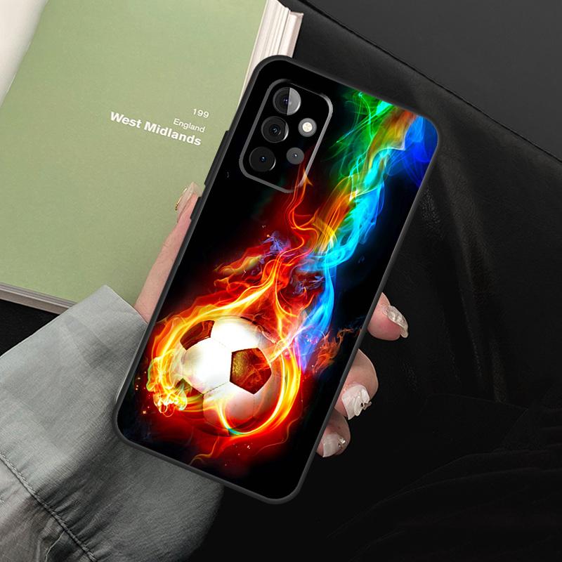 Fire Football Soccer Ball For Samsung Galaxy A52 A32 A22 A54 A14 A16 A26 A36 A56 A55 A35 A05 A06 A15 A53 A33 A13 Case