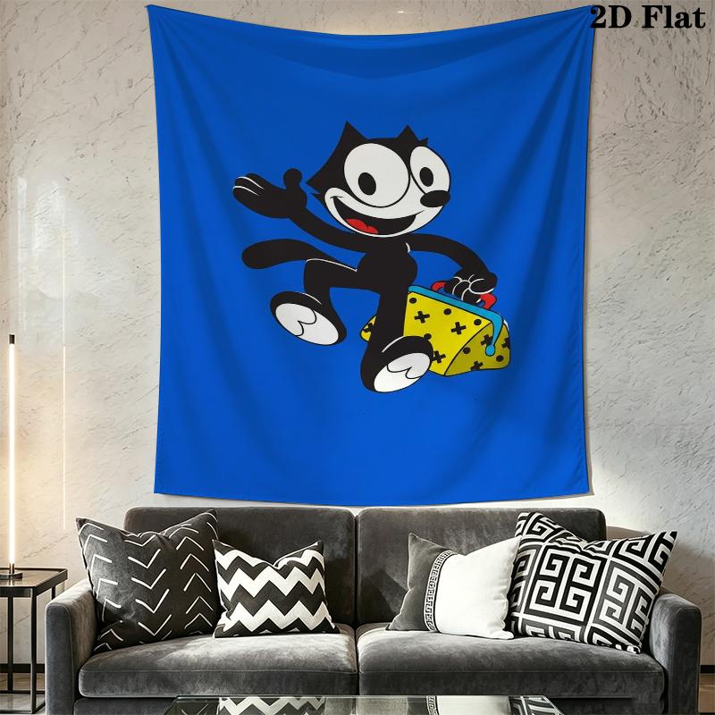 felix the cat Wall Tapestry Aesthetic Wall Hanging Printed Fabric Blanket Decorative Tapestries for Bedroom Living Room Home Decor