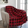 1PC Black and Red Plaid Flannel Throw Blanket Warm Soft Checkered Plaid Christmas Couch Warm Cozy Decorative Decor Gift