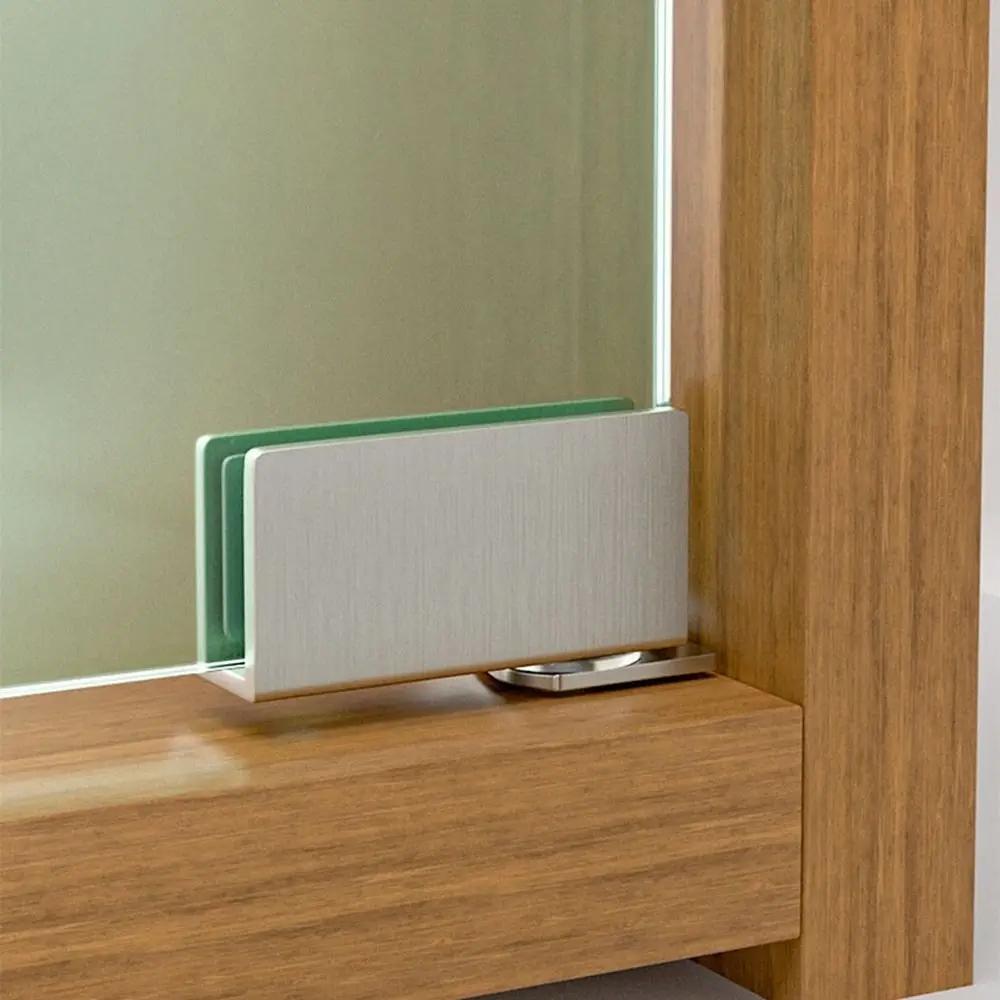 2 шт. Неперфорированная петля для стеклянной двери, Петля для стеклянного шкафа-витрины, Боковой монтаж, Нержавеющая сталь, Мебельная фурнитура