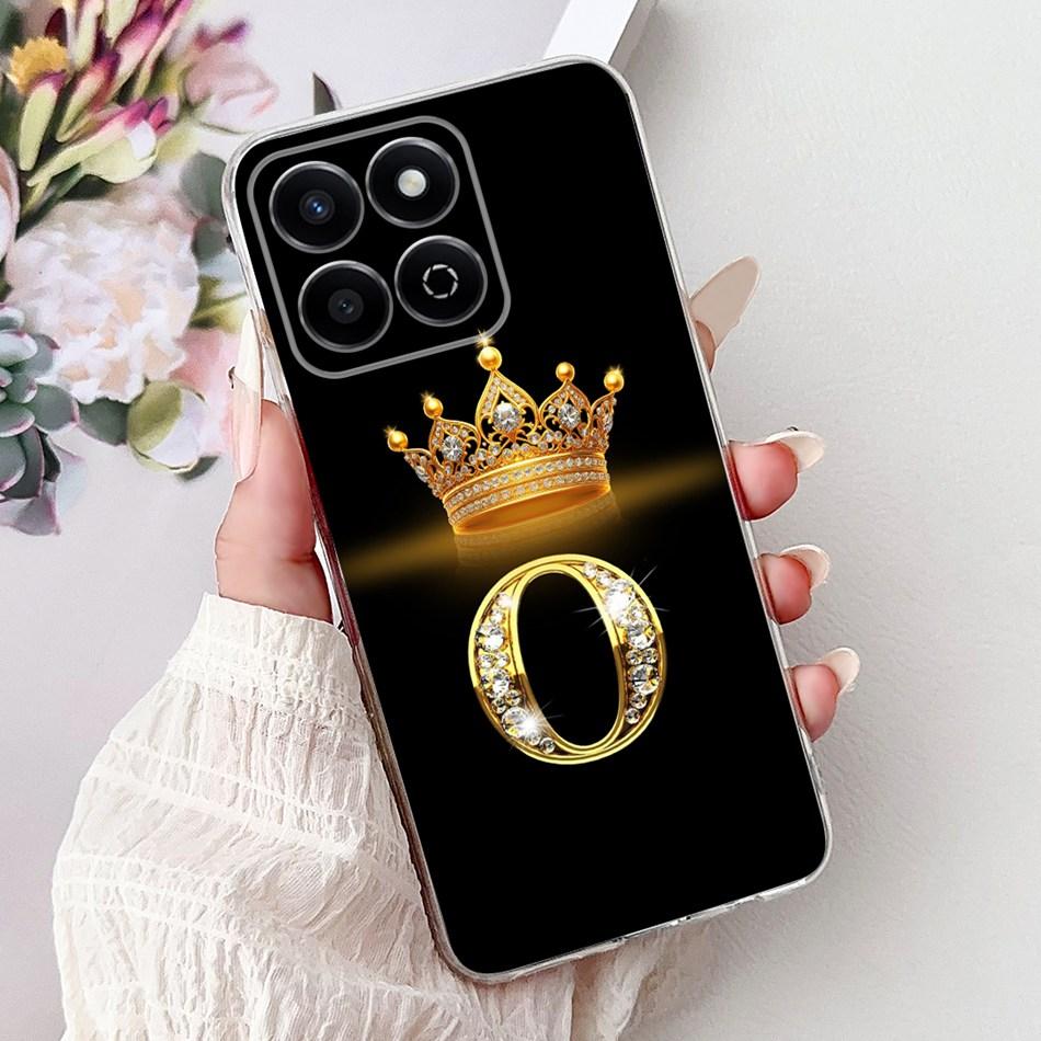 Модный Чехол-Корона с Буквой для Honor X7c Для HonorX7c X 7C 4G Мягкий Силиконовый TPU Чехлы