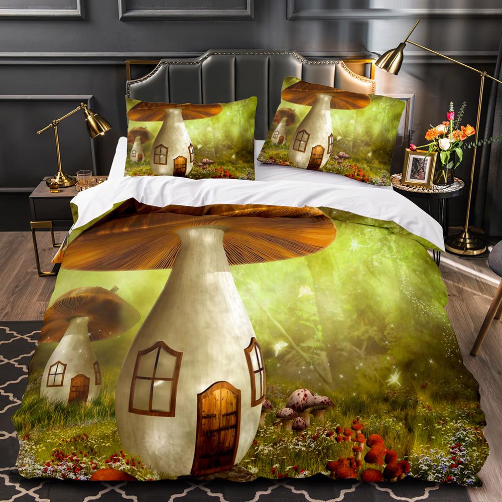 Пододеяльник с грибом, сказочным лесом, волшебным лилипутом, мультяшным грибом, растением, комплект постельного белья, Фэнтезийный сад, полиэстер, пододеяльник
