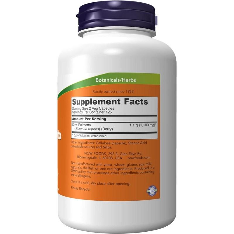 Now Foods Saw Palmetto Berries 550mg capsules, 250 tablets, 1 unit