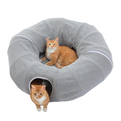 PAWZ Дорожный Тоннель-Кровать для Кошек, Длинная Кровать/Домик для Кошек в Форме Бублика с Подушкой, Прочный, Большой, Складной, Экономит Место, Легко Хранить, Отлично Подходит для Кроликов, S