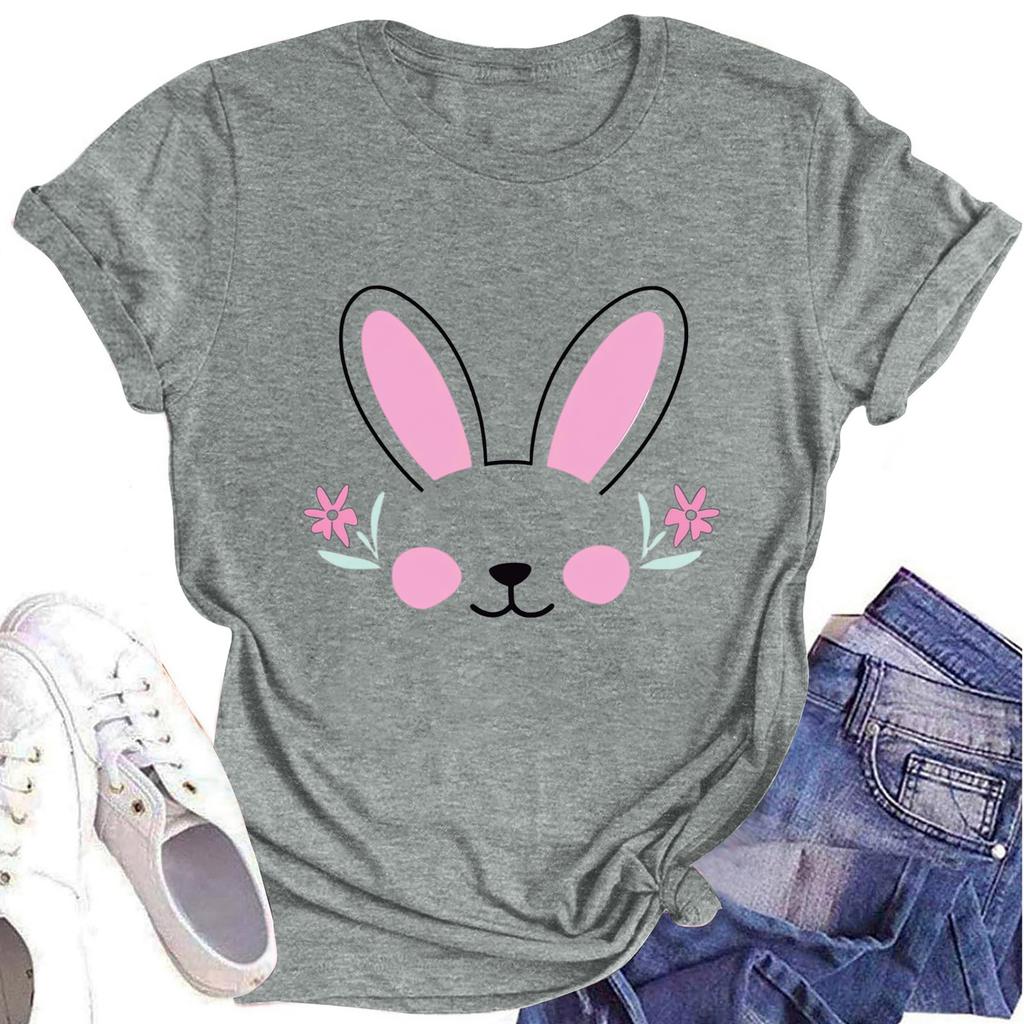 Women's Printed Round Neck Short-sleeved T-shirt Top