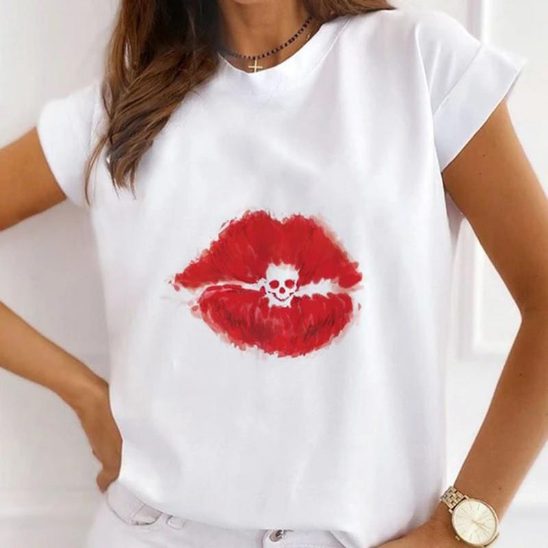 Летние свободные хлопковые футболки с круглым вырезом для городских девушек с принтом для женщин