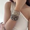 Zinc Zinc Alloy Pu Leather Bracelet Spicy Girl Hip-Hop Bangle Fashion Rhinestone Bracelet Arm Accessories