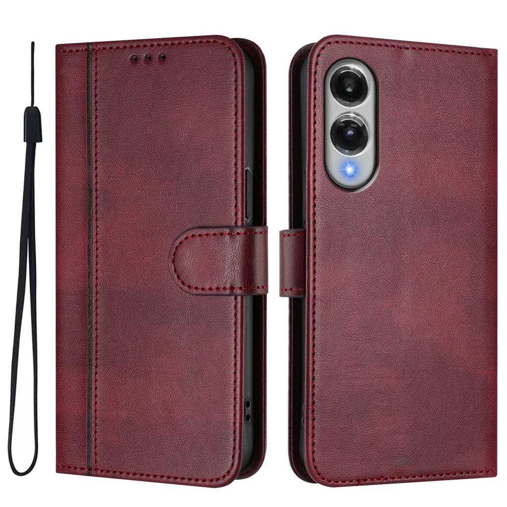 For Samsung Galaxy S25 Edge Cases Wallet Stand Retro Texture Leather Phone Cover with Lanyard
