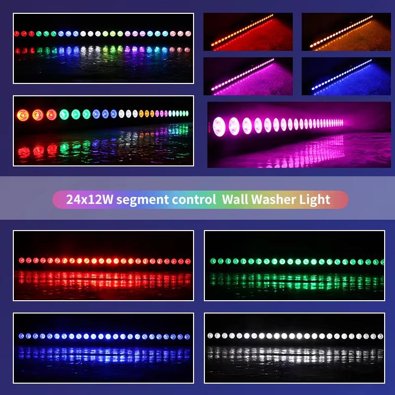 24x12W RGBWAUV 6-in-1 LED Wall Washer, DMX512 Stage Light with 25° Beam Angle for DJ Disco Events