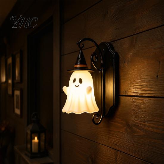 Holiday Gift for Friends Cute Ghost Wall Light, Wizard Hat Lamp, Decorative Indoor Light Fixture Mount Lamp Halloween Home Hallway Entrance
