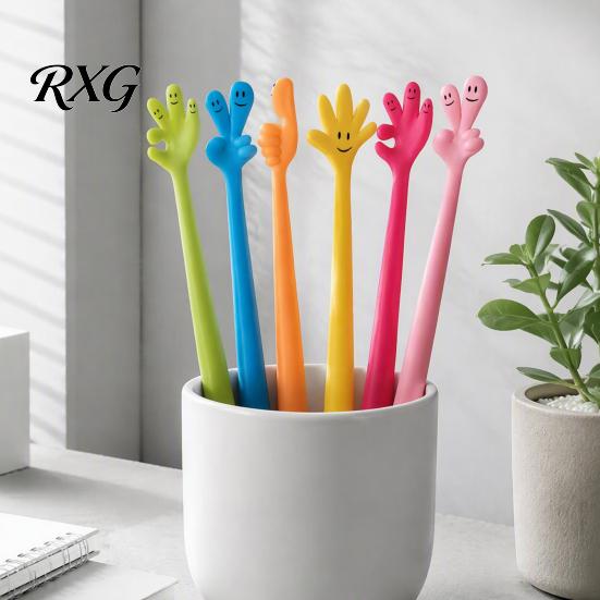 School Ballpoint Pen Cartoon Expression Finger Pen, 0.5MM Fine Point Flexible Ball Office Stationery Smooth Writing for Students Ink Pens
