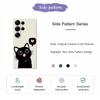 For Samsung Galaxy S25 Ultra Case Love Black Cat Pattern Printing Straight Edge TPU Phone Back Cover