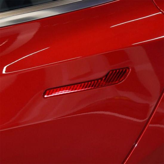 4X Red Carbon Fiber Outdoor Handle Panel Cover Trim For Tesla Model 3/Y 2017-22
